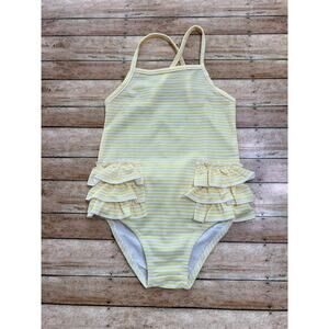 NWOT Smocked Sweets Yellow Seersucker One Piece Swimsuit 4T